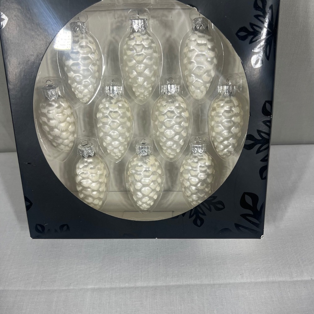 Hobby Lobby Pinecone Glass Ornaments White Unisex One Size Set of 10